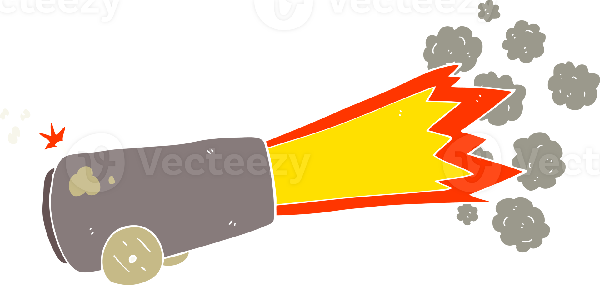 flat color illustration of firing cannon png