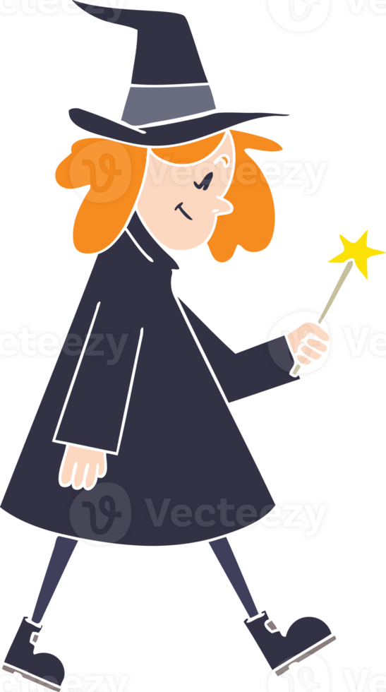 hand drawn quirky cartoon witch png