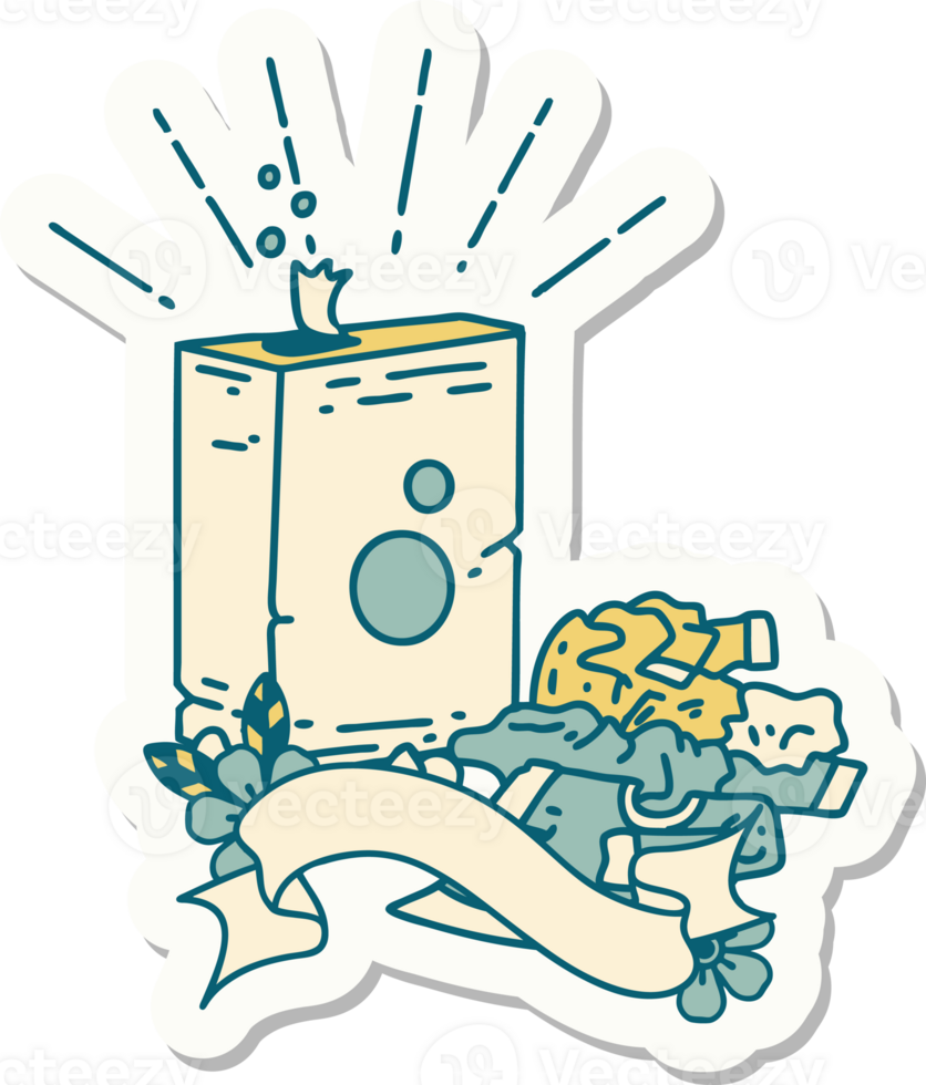 sticker of a tattoo style detergent and pile of clothes png