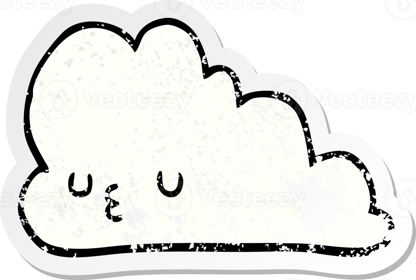 distressed sticker of a cute cartoon cloud png
