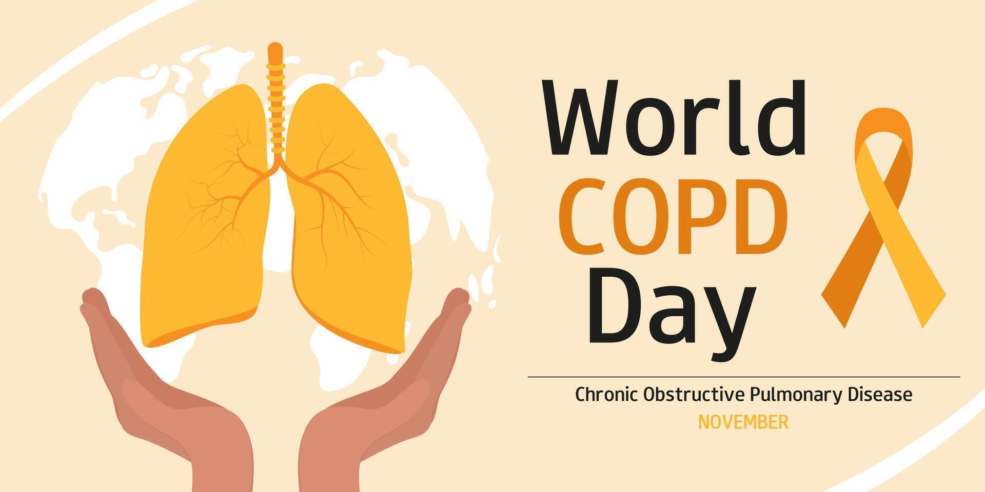World COPD day. Chronic Obstructive Pulmonary Disease. Third Wednesday of November. Horizontal banner, card, poster, flyer. vector