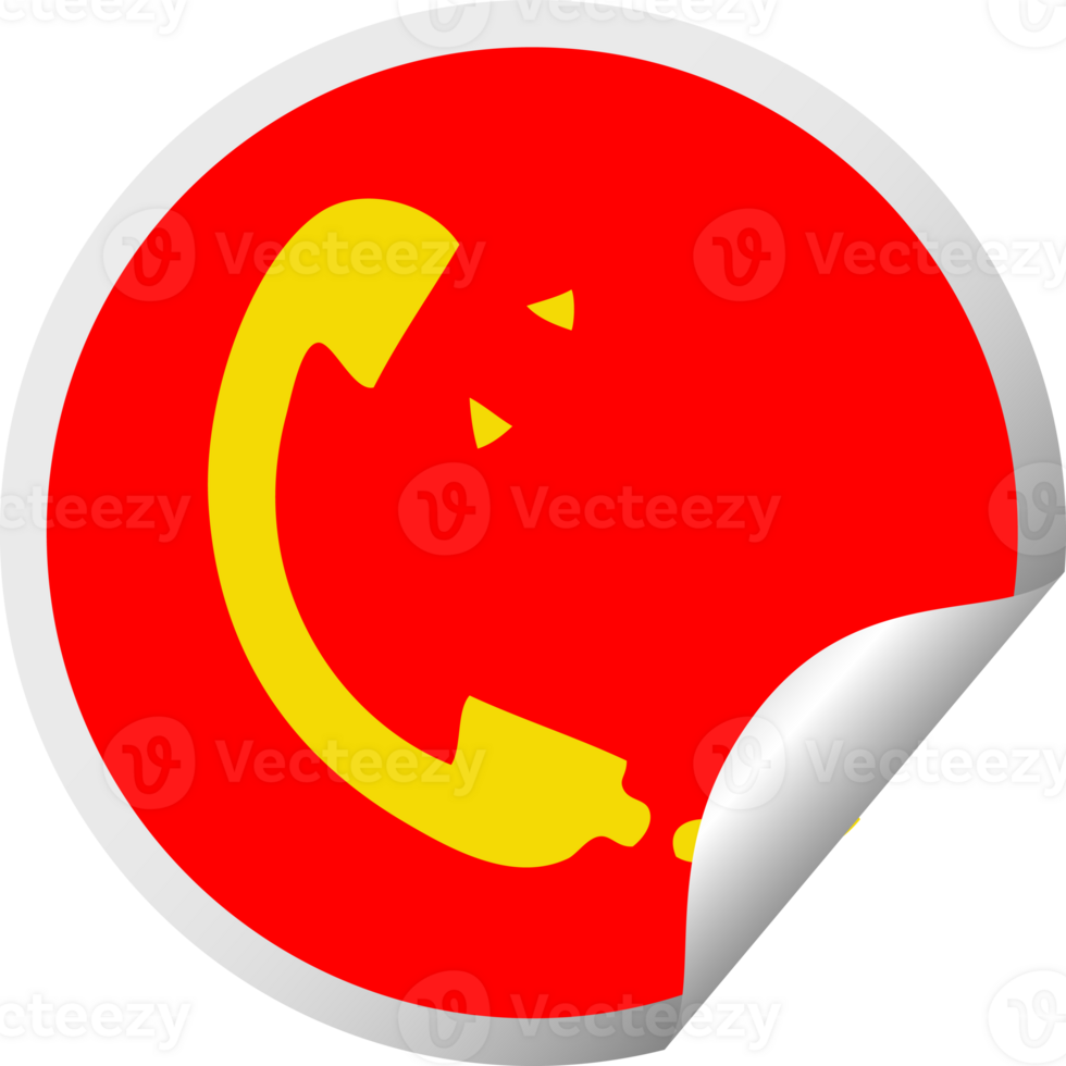 circular peeling sticker cartoon of a telephone receiver png