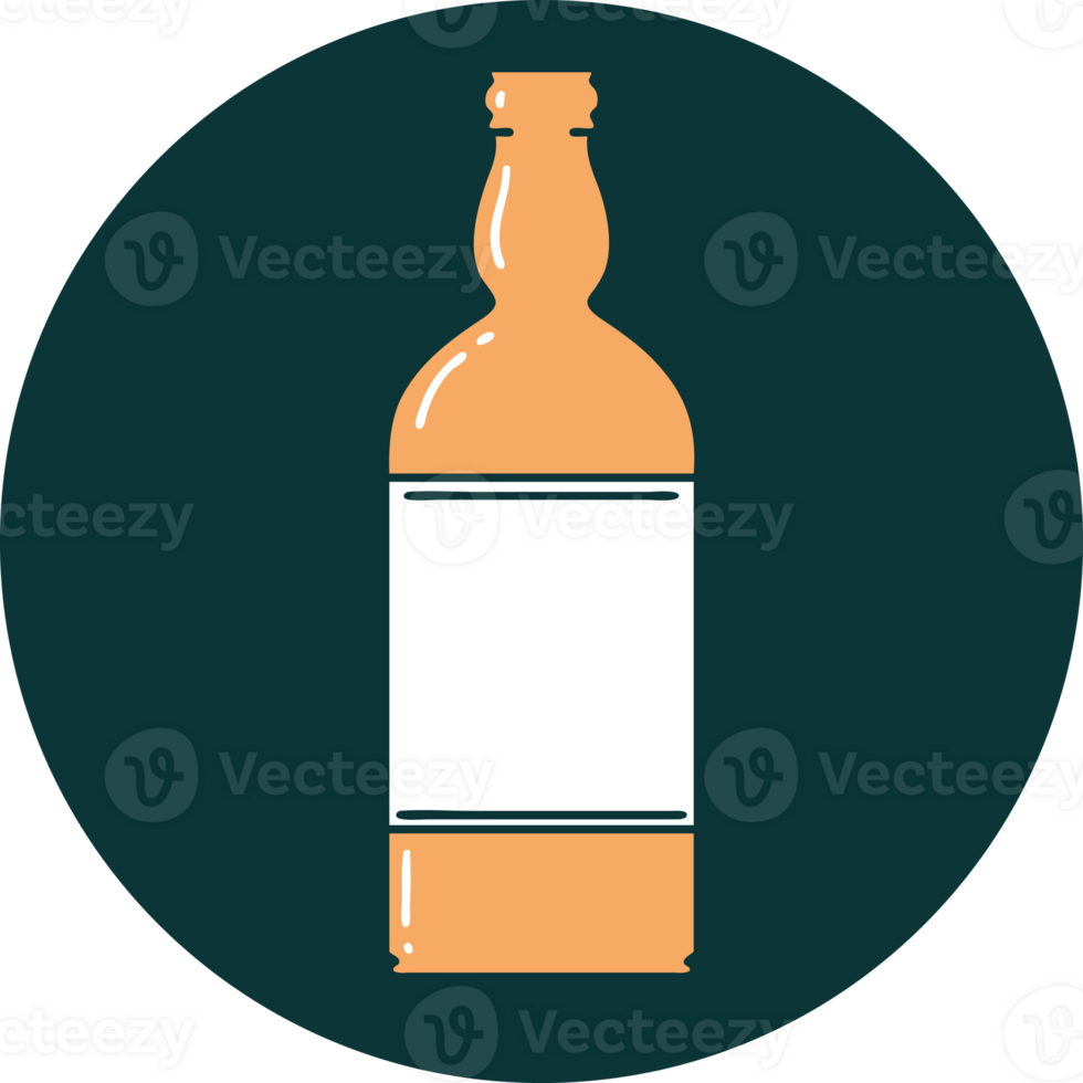 iconic tattoo style image of a bottle png