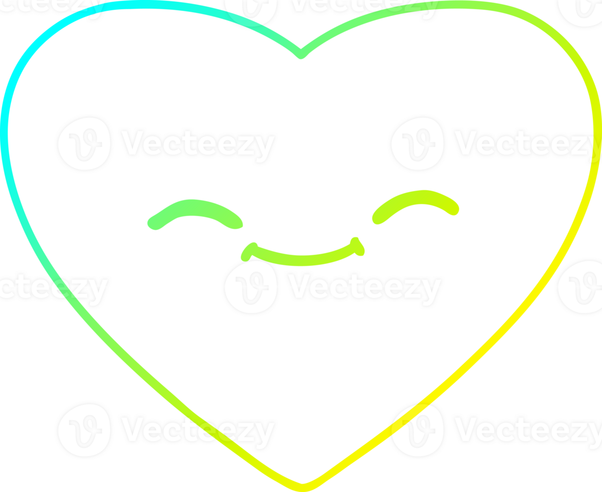 cold gradient line drawing of a cartoon happy love heart png