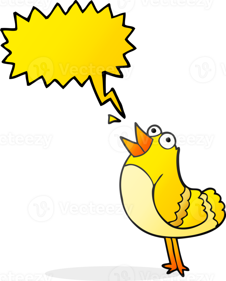 hand drawn speech bubble cartoon bird png