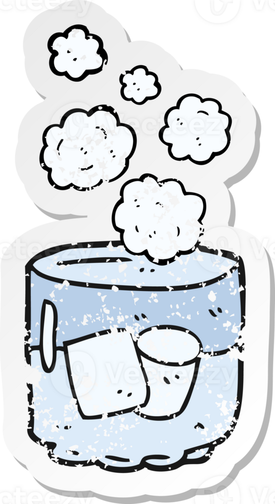 retro distressed sticker of a cartoon vodka and ice png