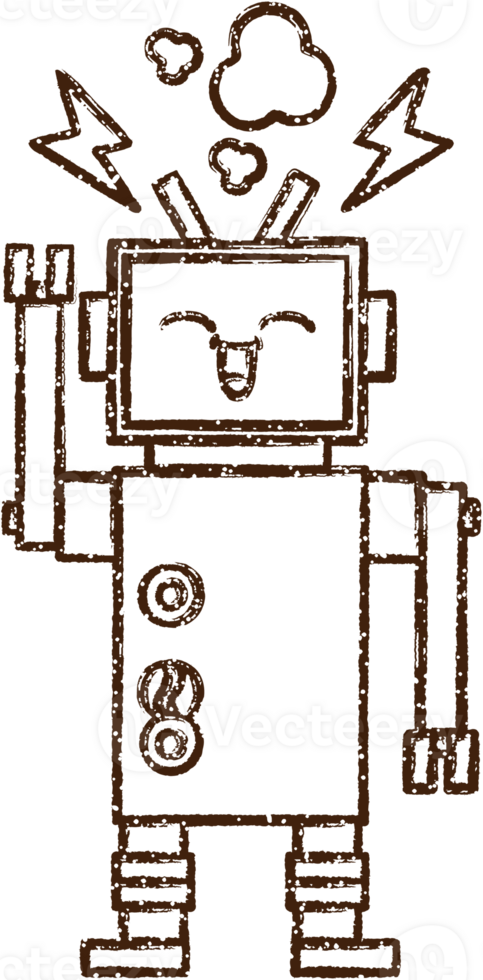 Robot Charcoal Drawing png