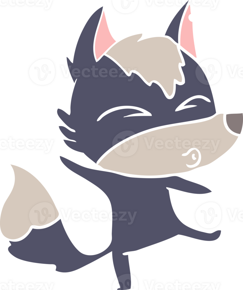 flat color style cartoon wolf pouting png