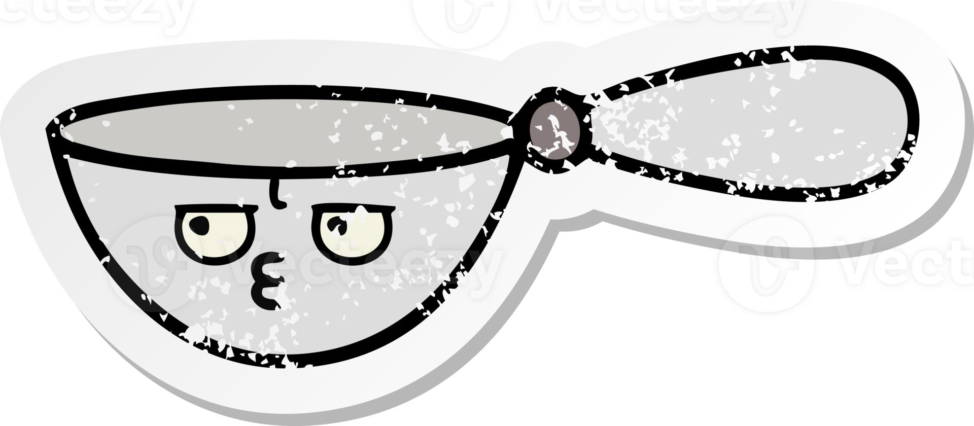 distressed sticker of a cute cartoon measuring spoon png