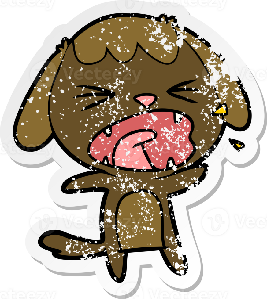 distressed sticker of a cute cartoon dog barking png