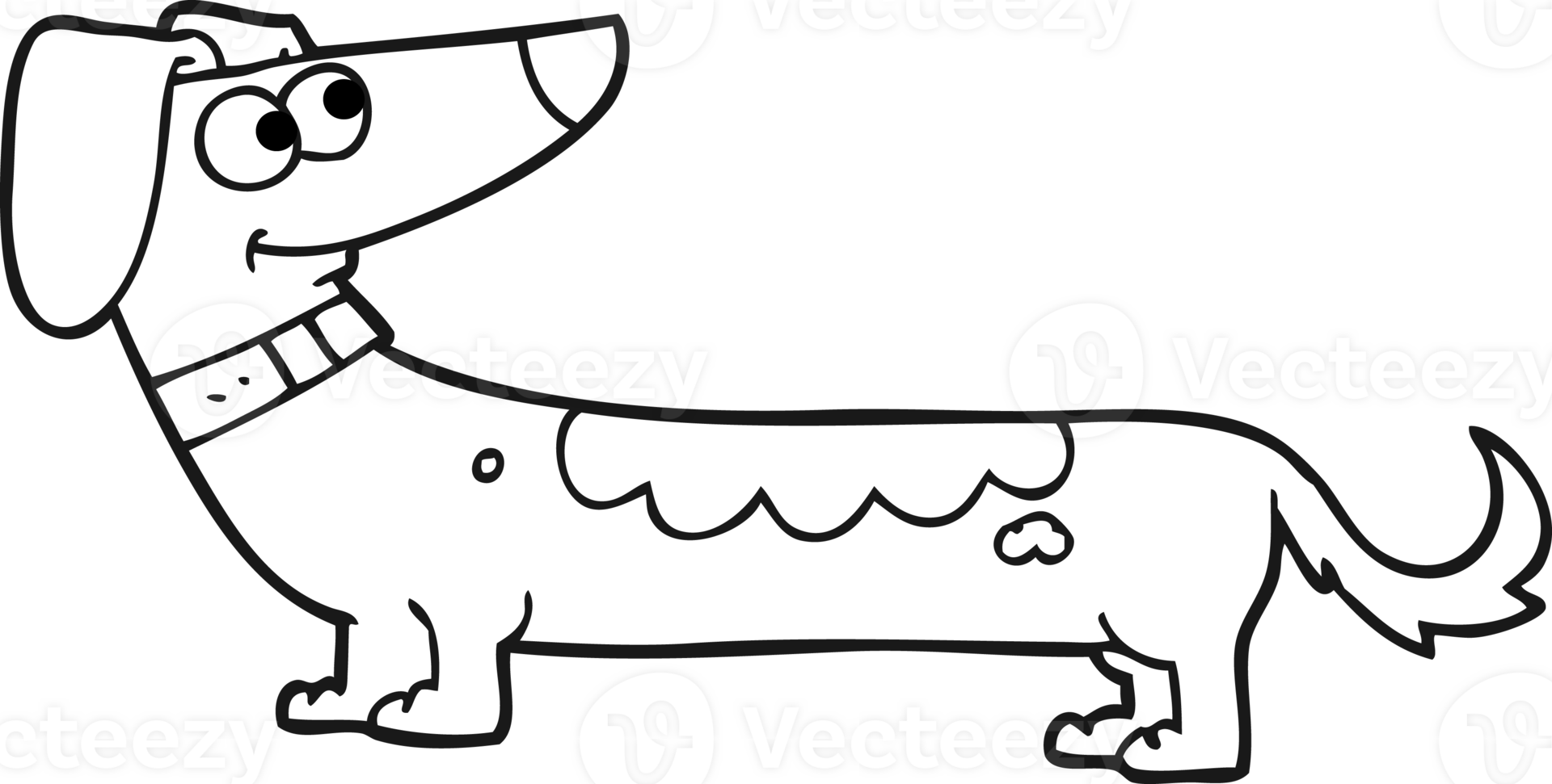 hand drawn black and white cartoon dog png