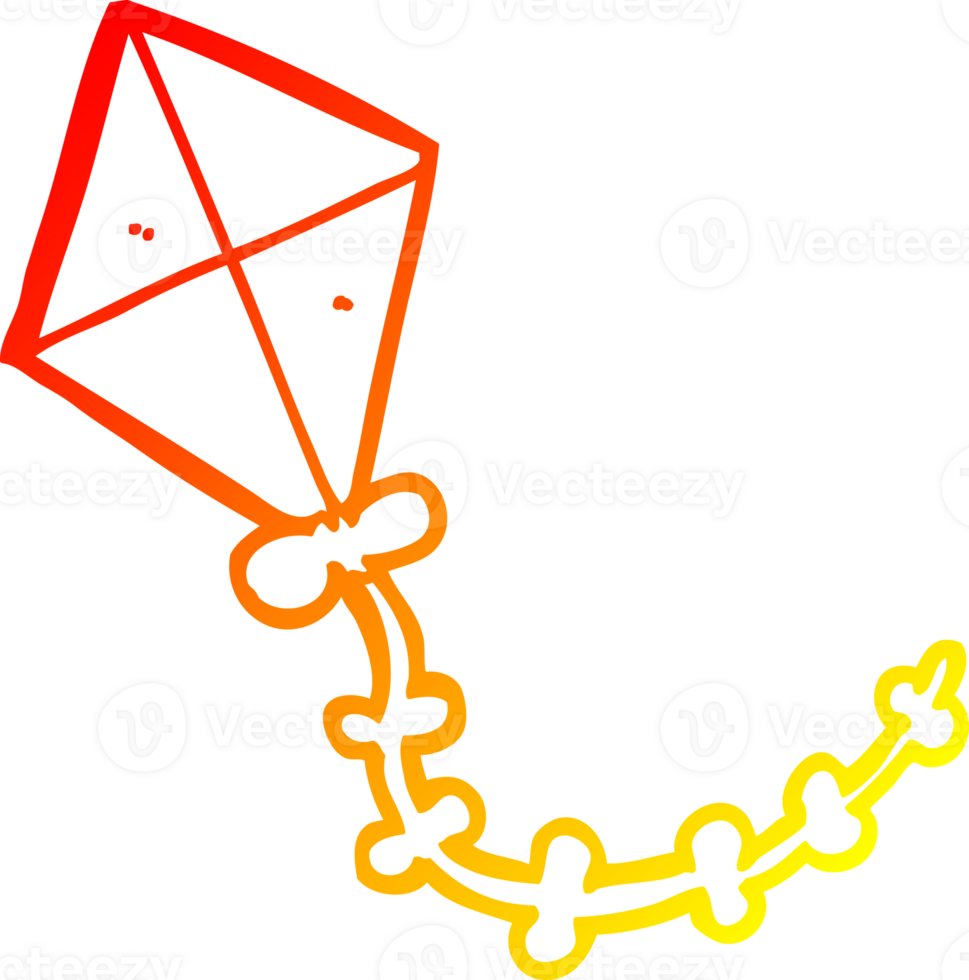 warm gradient line drawing of a cartoon kite png