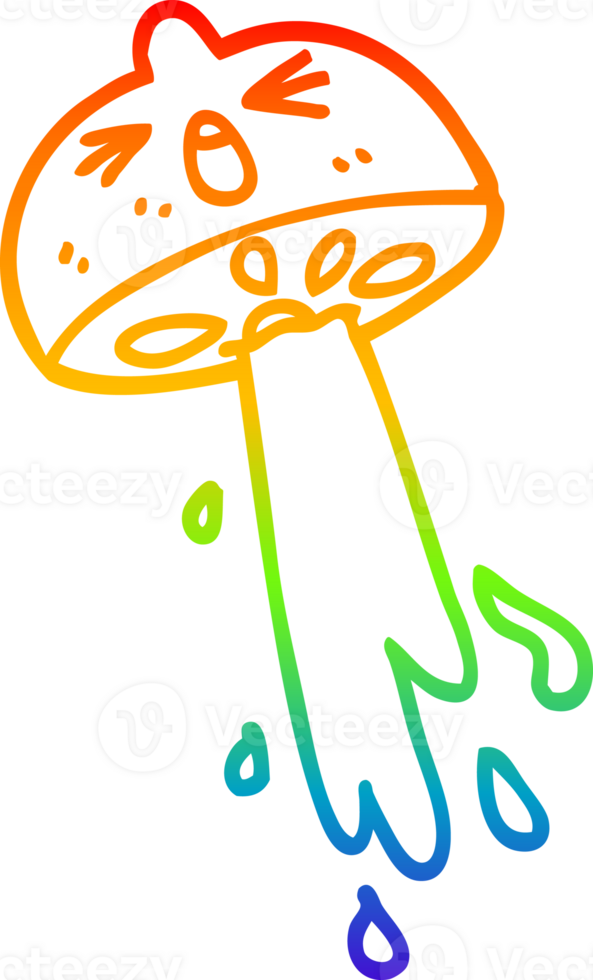 rainbow gradient line drawing of a cartoon squirting lemon png