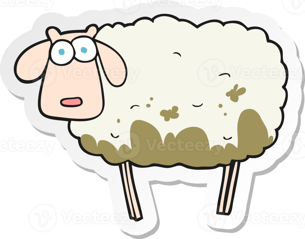 sticker of a cartoon muddy sheep png