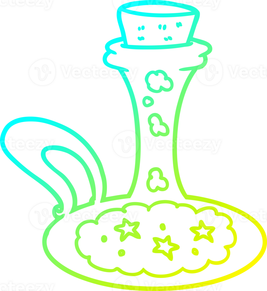 cold gradient line drawing of a cartoon magic potion png