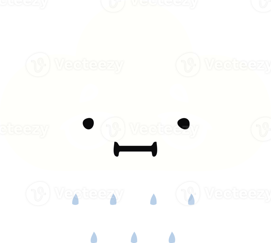 flat color retro cartoon of a rain cloud png