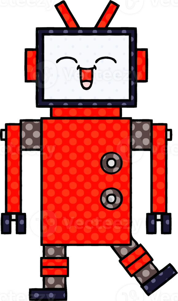 comic book style cartoon of a robot png
