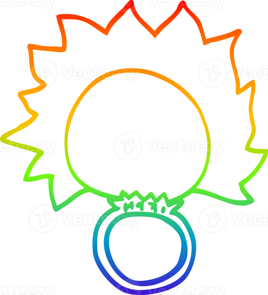 rainbow gradient line drawing of a cartoon fire ball ring png