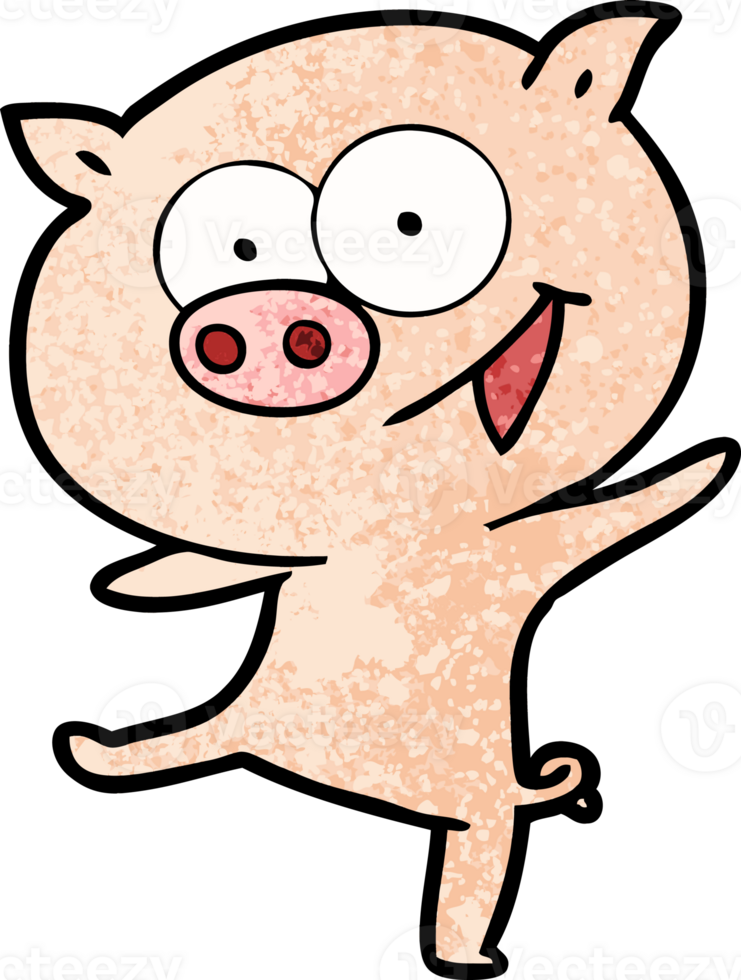 cheerful dancing pig cartoon png