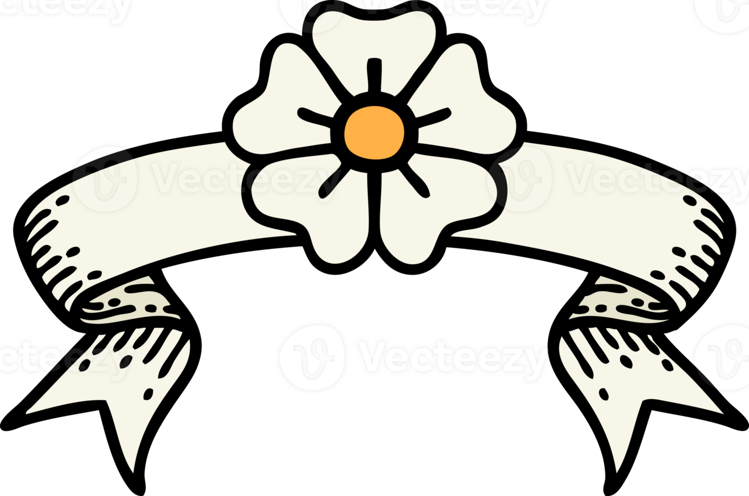 traditional tattoo with banner of a flower png