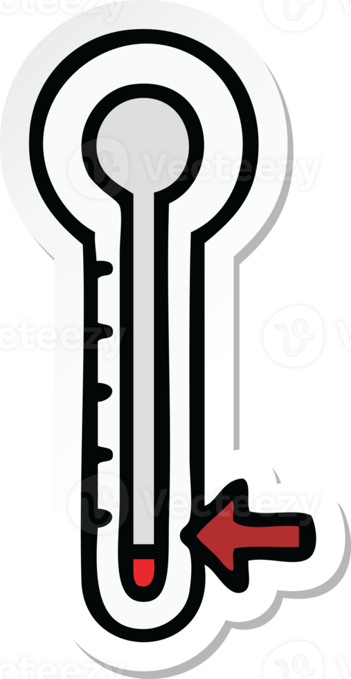 sticker of a cute cartoon cold thermometer png