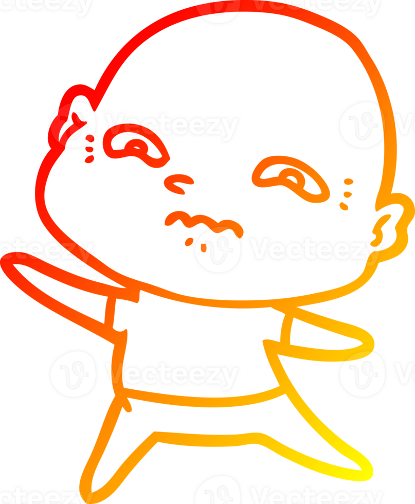 warm gradient line drawing of a cartoon nervous man png