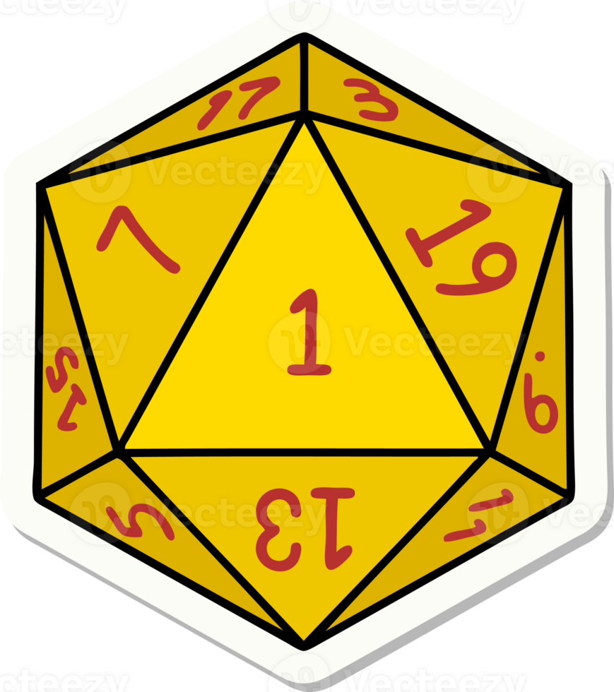 sticker of a natural 1 D20 dice roll png