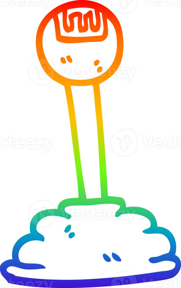 rainbow gradient line drawing of a cartoon gear stick png