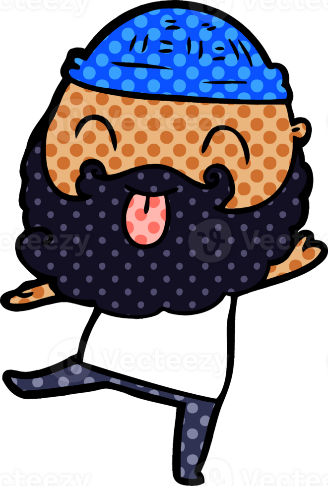 dancing man with beard sticking out tongue png