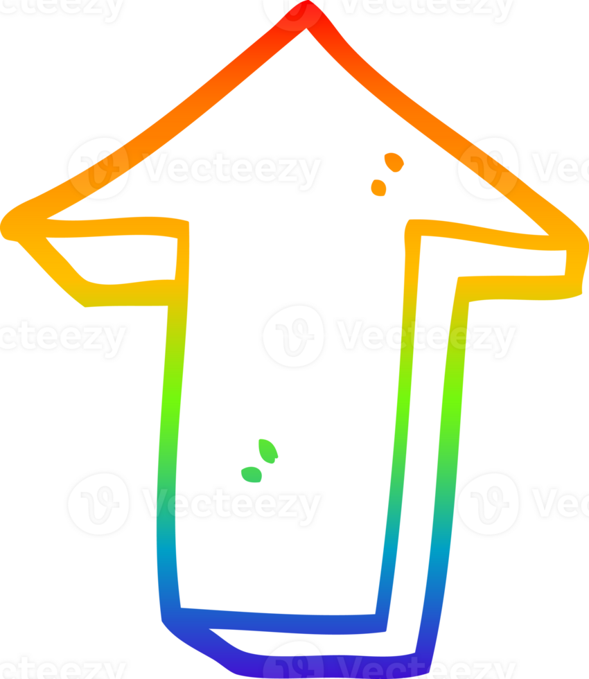 rainbow gradient line drawing of a cartoon arrow pointing direction png