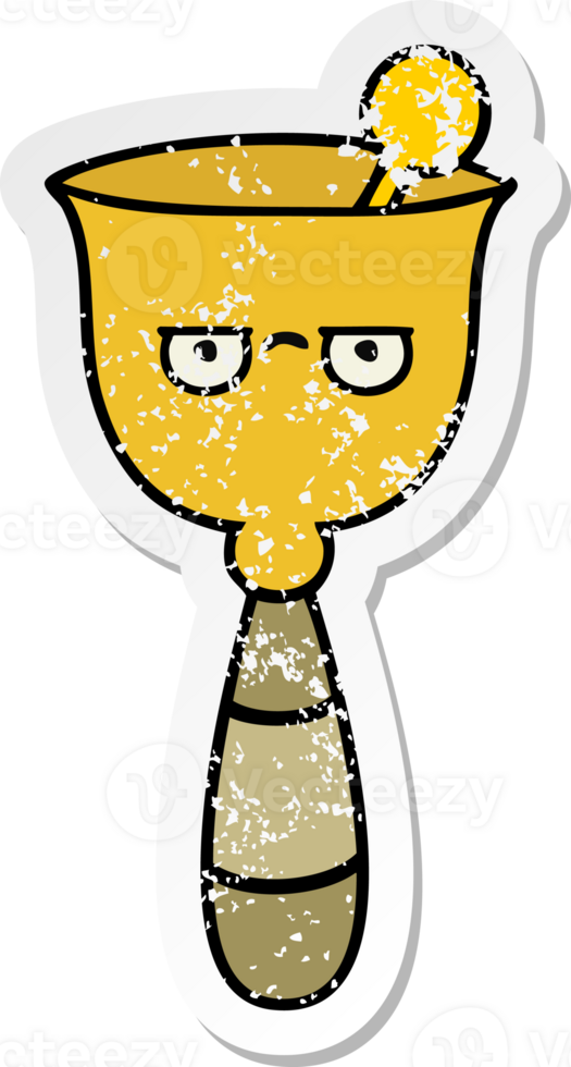distressed sticker of a cute cartoon school bell png