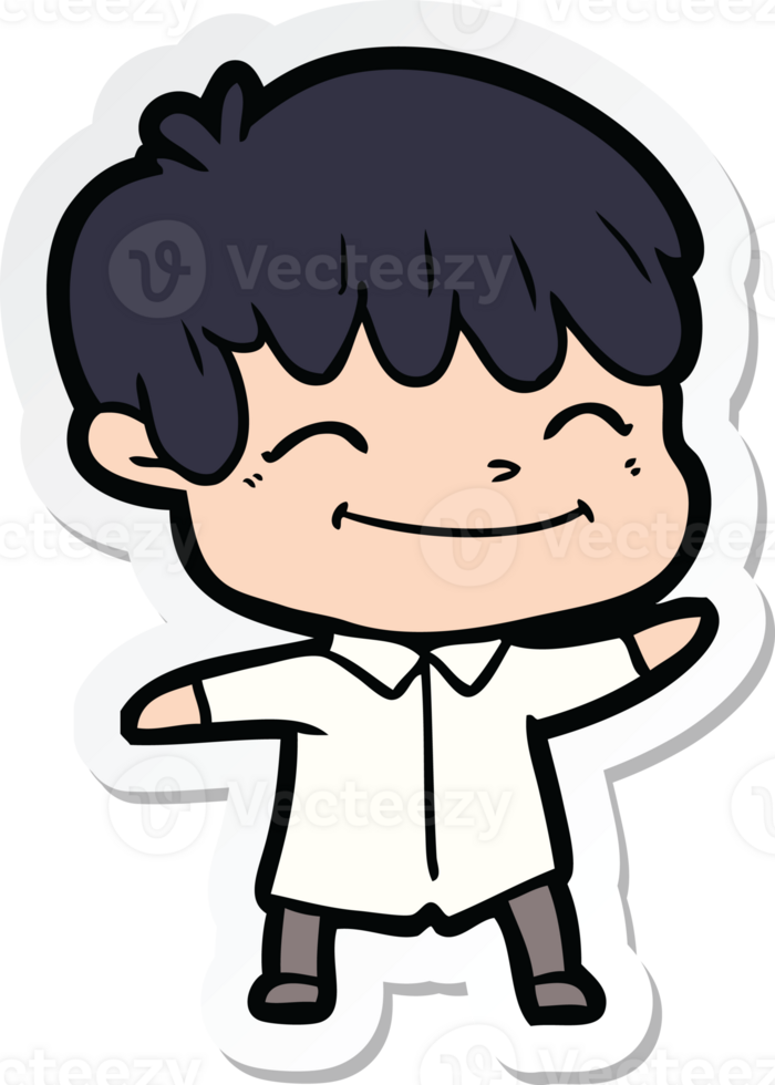 sticker of a cartoon happy boy png