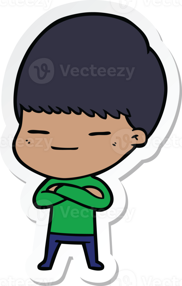 sticker of a cartoon smug boy png