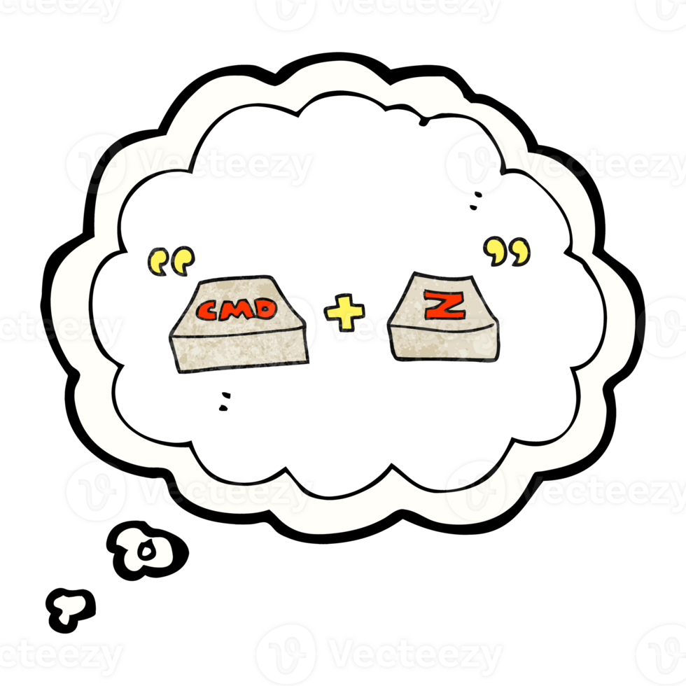 hand drawn thought bubble textured cartoon command Z function png