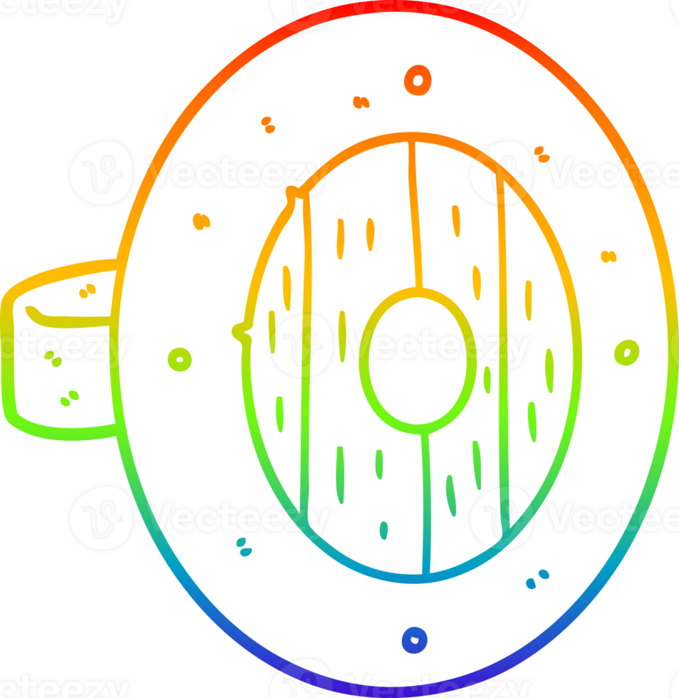 rainbow gradient line drawing of a viking shield cartoon png