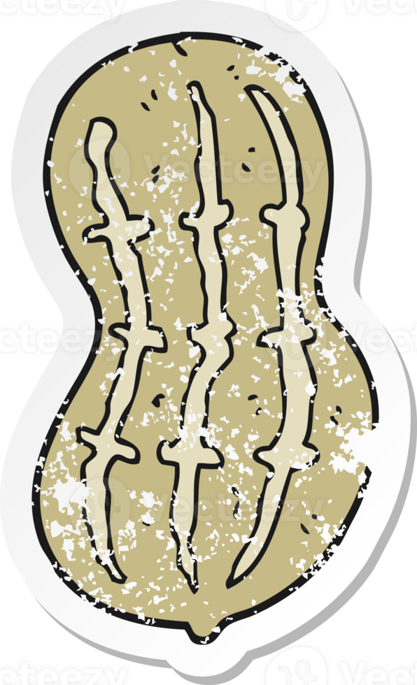 retro distressed sticker of a cartoon peanut png