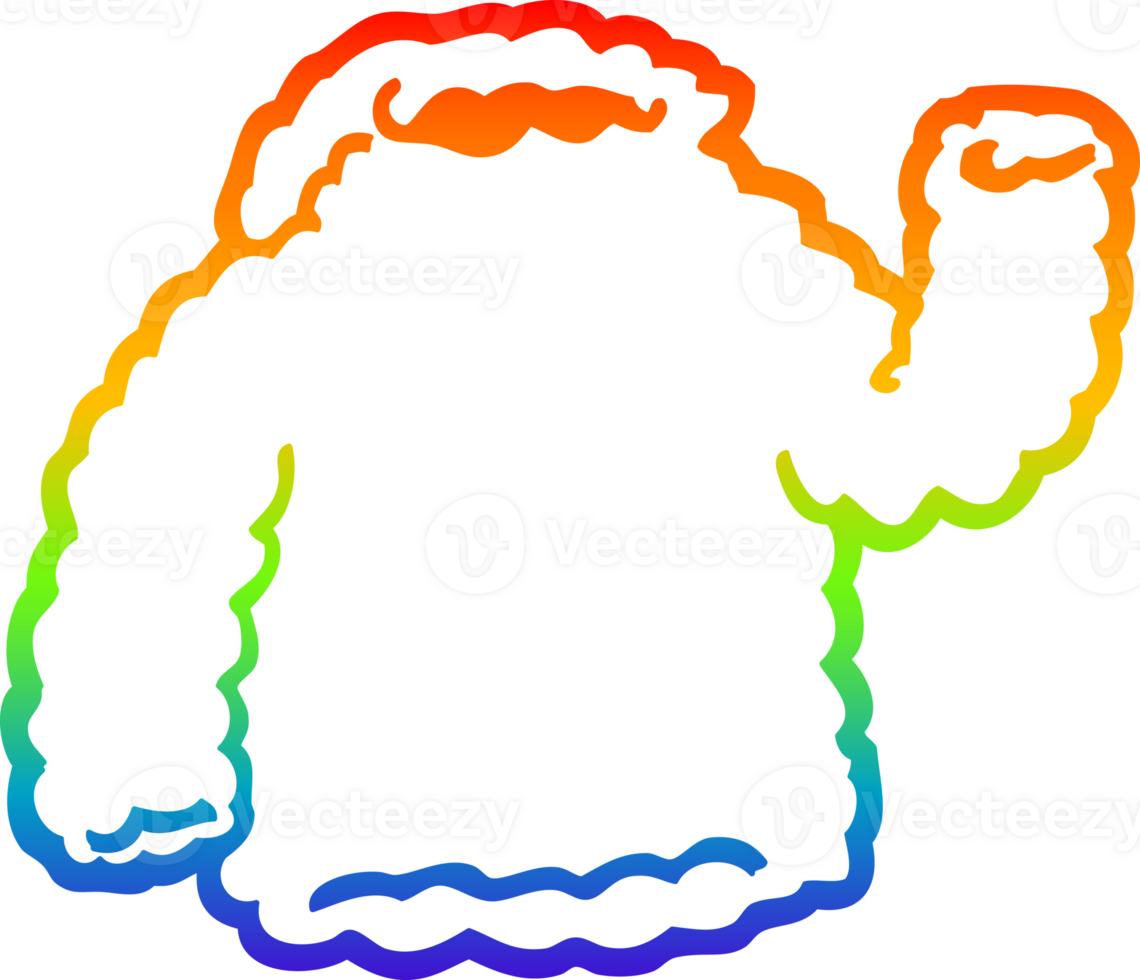 rainbow gradient line drawing of a cartoon fleece hoody png