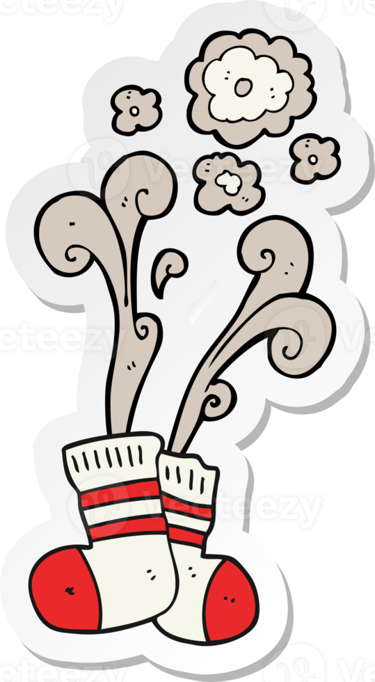 sticker of a cartoon smelly old socks png