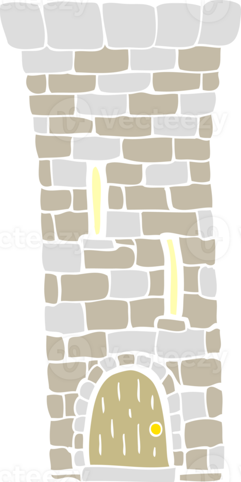flat color illustration of old castle tower png