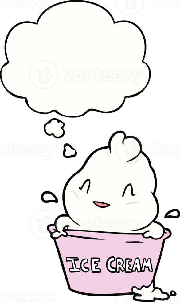 cute cartoon ice cream with thought bubble png