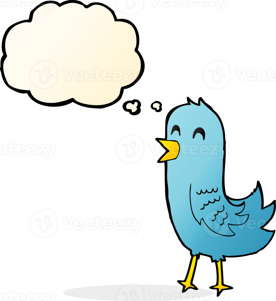 cartoon happy bird with thought bubble png