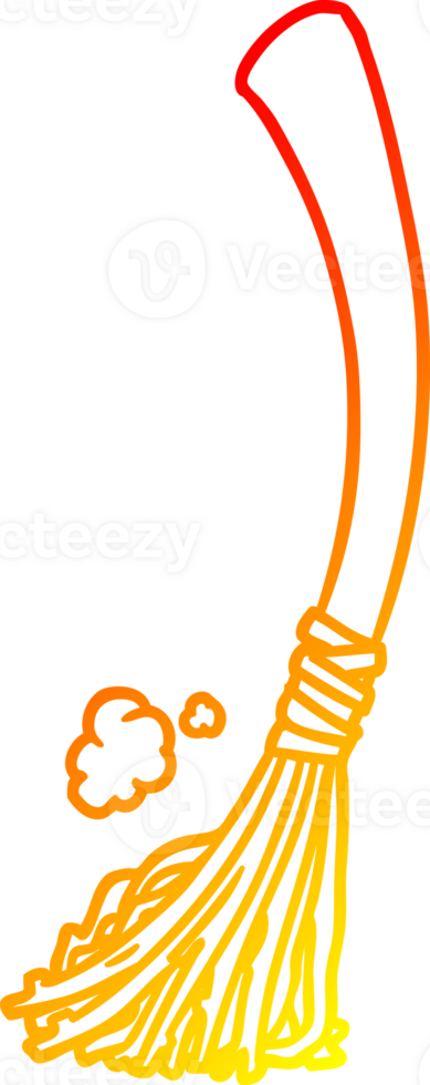 warm gradient line drawing of a halloween witches broom png