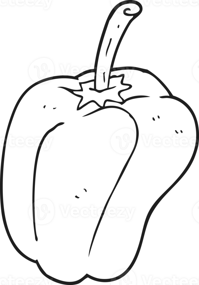 hand drawn black and white cartoon pepper png