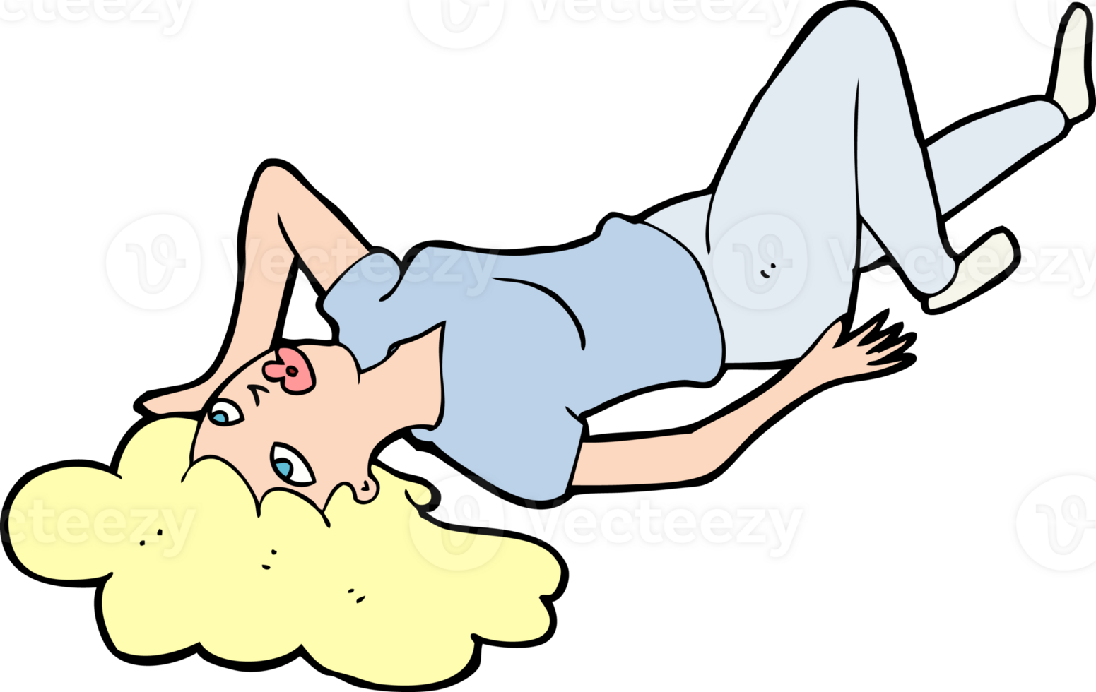 cartoon woman lying on floor png