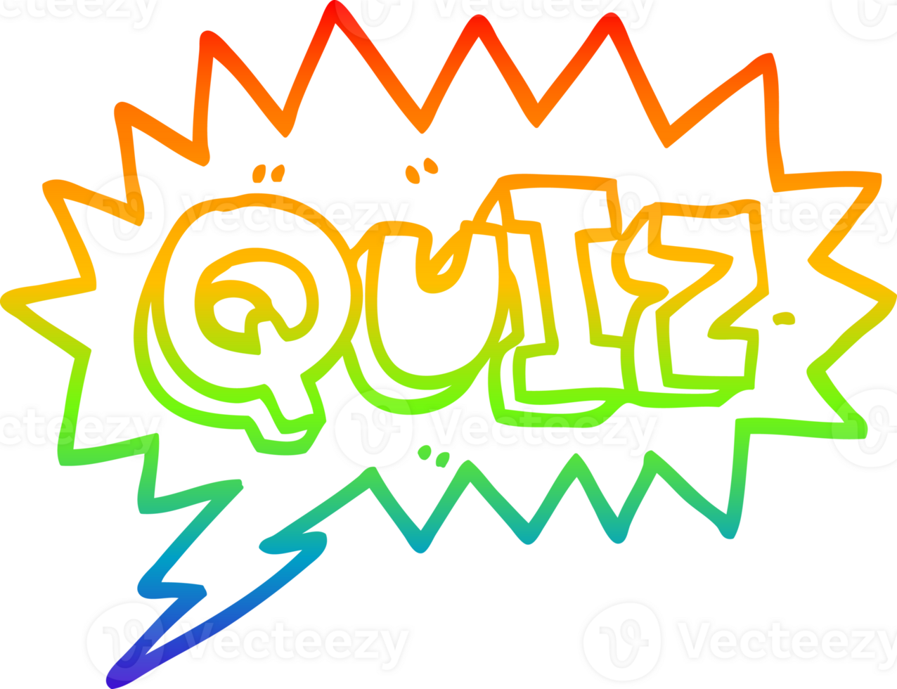 rainbow gradient line drawing of a cartoon font quiz png