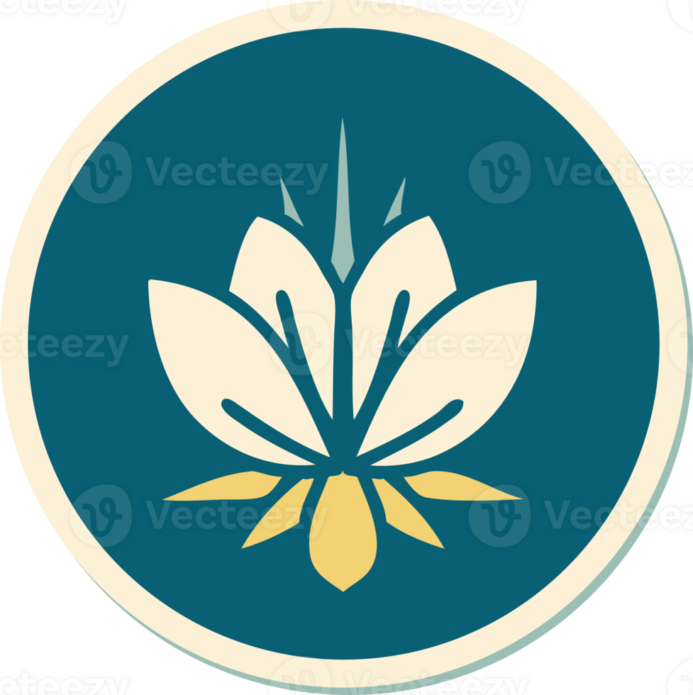 sticker of tattoo in traditional style of a water lily png