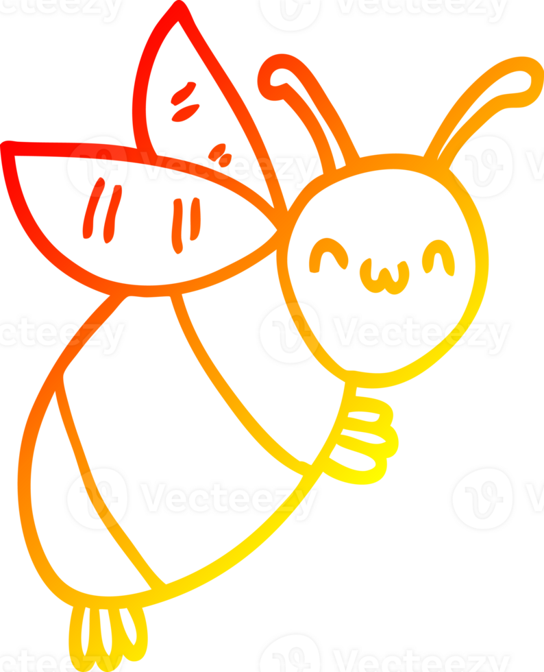 warm gradient line drawing of a cute cartoon bee png