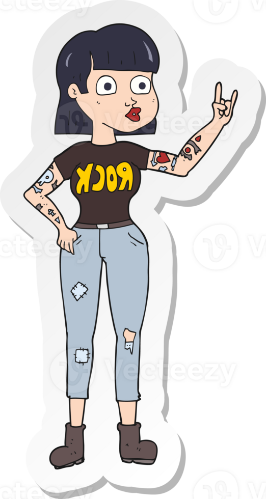 sticker of a cartoon rock girl png