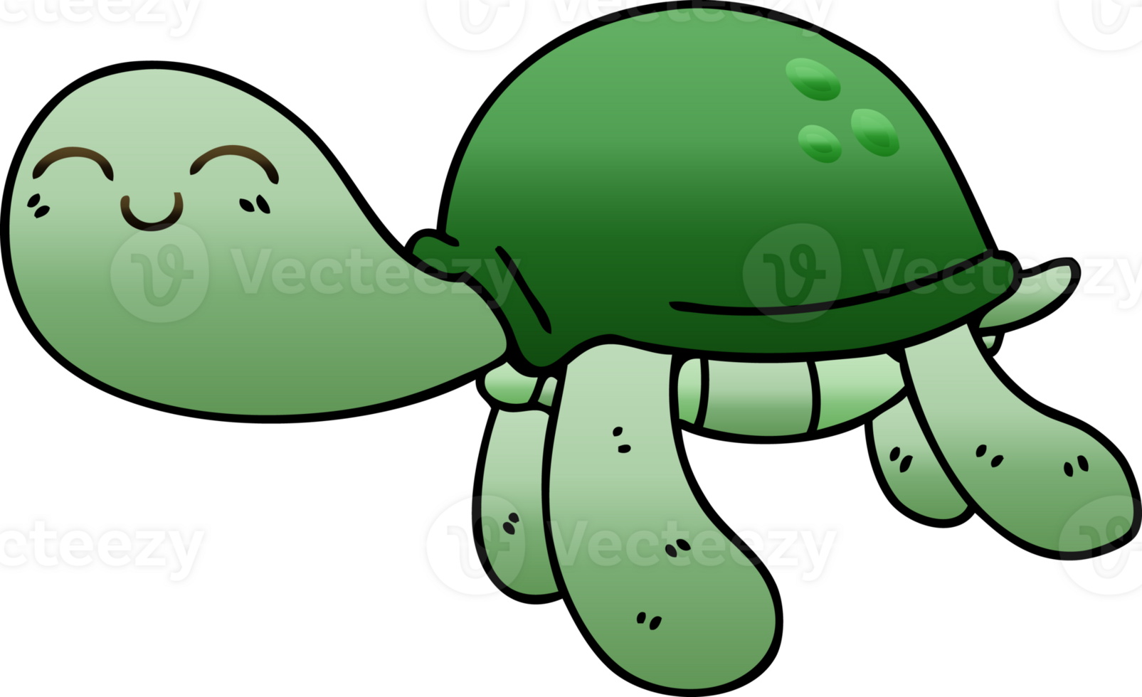 gradient shaded quirky cartoon turtle png