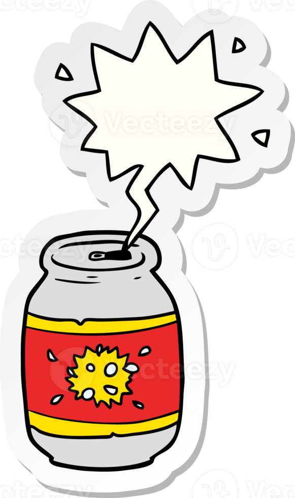 cartoon can of soda with speech bubble sticker png